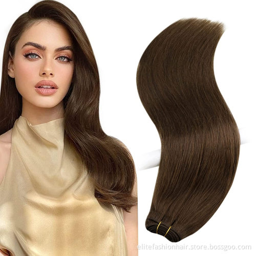 Wholesale Double Drawn Very Thick End European Human Hair High Quality Natural Hair Weft Weave 100g Straight Hair Weft Extension